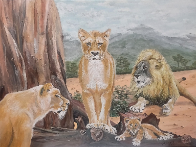 "Lion Family" 70 x 50 cm (on canvas) December 2025